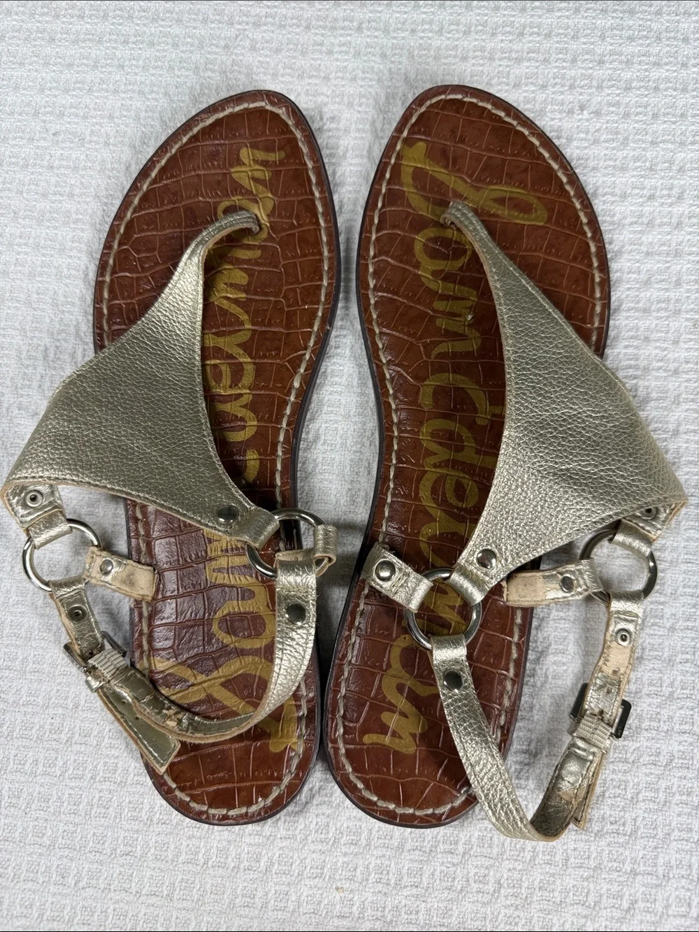 Sam Edelman Greta flat sandal 2 pairs tan and bronze leather size 9